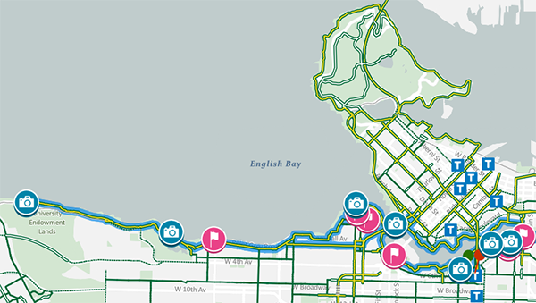 Static image of Seaside Vancouver bike map
