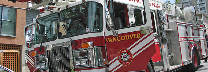 Vancouver city firetruck close up shot Vancouver city firetruck close up shot