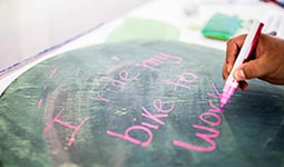 Hand writing on chalkboard Hand writing on chalkboard