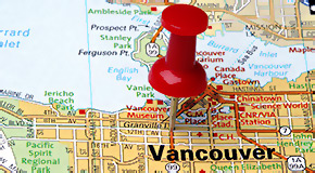 Vancouver map with a pin Vancouver map with a pin