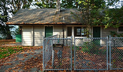 Front of a fieldhouse Front of a fieldhouse
