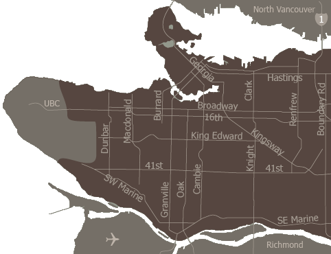 Vancouver areas map Vancouver areas map
