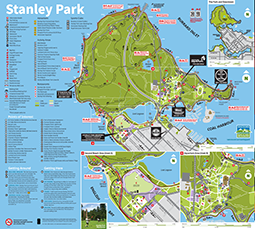 For a more detailed picture of Stanley Park, select the image on the left to download the official map and guide to Stanley Park.