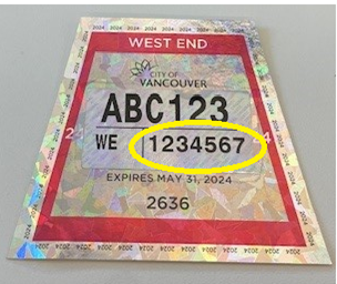 Parking permit number